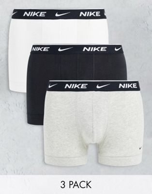Nike 3 pack cotton stretch trunks in black/grey/white - ASOS Price Checker
