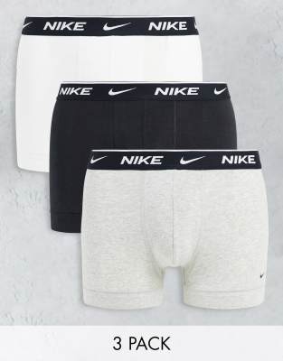 Nike 3 pack cotton stretch trunks in black/grey/white - ASOS Price Checker