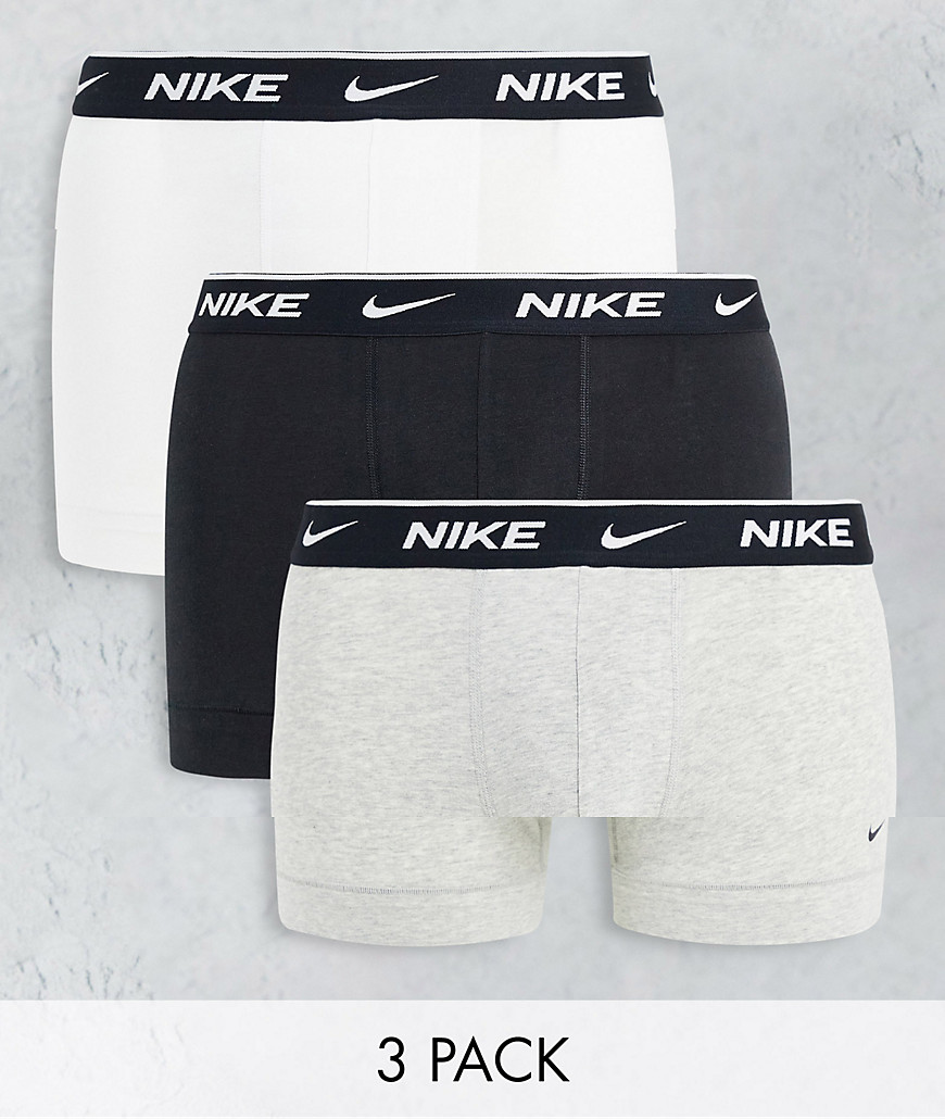 Nike 3 pack cotton stretch trunks in black/grey/white-Multi