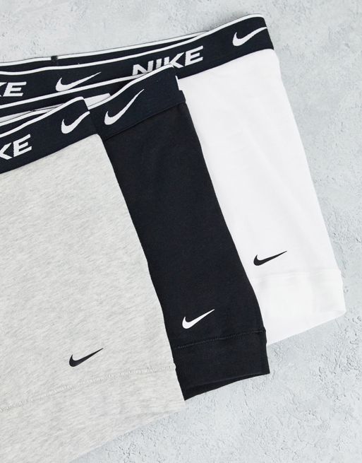 Men Nike Everyday Cotton Stretch Trunks 3 Pack Black Grey White