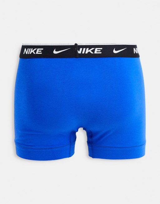 Nike 3 pack cotton stretch trunks in black/navy/blue