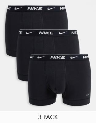 Nike Nike 3 pack cotton stretch trunks in black