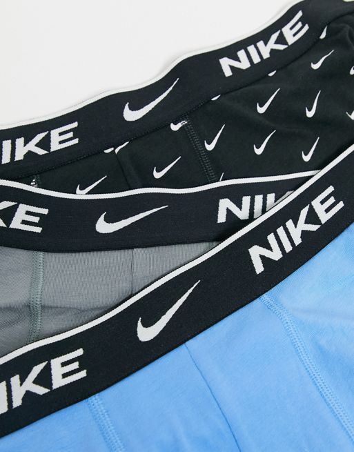Nike Everyday Cotton Stretch briefs 3 pack in black with black/blue/bordeux  waistband