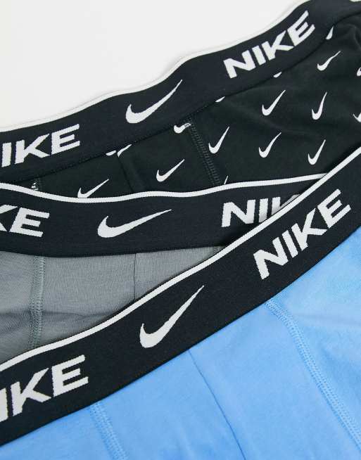 Nike Everyday Cotton Stretch briefs 3 pack in black with black/blue/bordeux  waistband