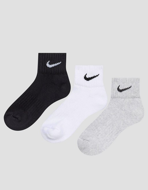 Nike 3 Pack Cushion Quarter Socks