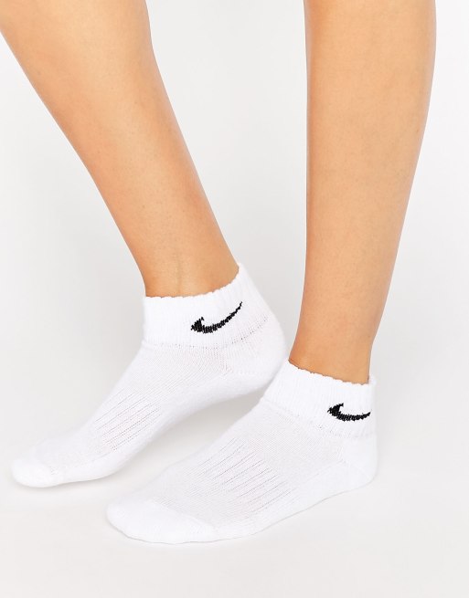 Nike Men's Cotton Cushion Quarter Socks 6 Pairs White Size 8-12