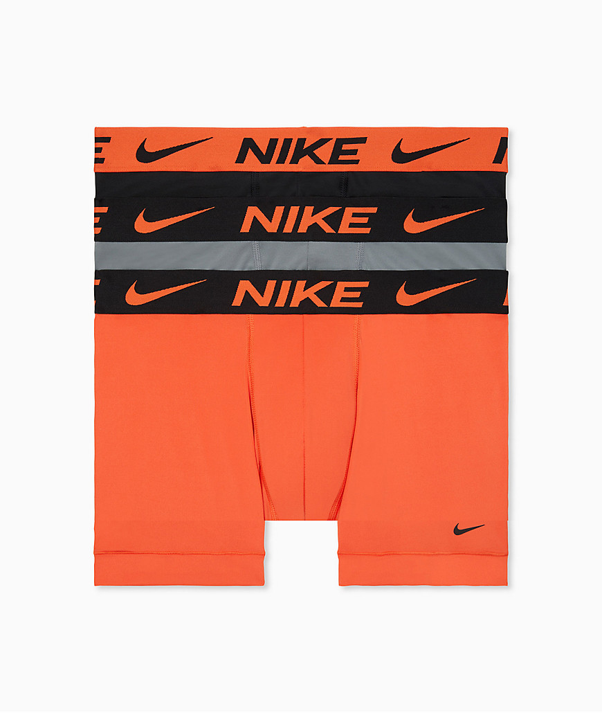 Nike 3 Pack Essential Micro trunks in orange/gray/black-Multi