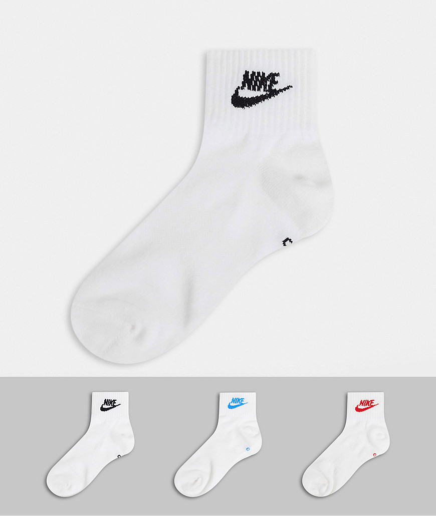 Nike 3 Pack Essentials Multicolor Futura Ankle Socks white