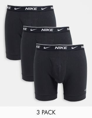 Nike 3 Pack Cotton Stretch Boxer Briefs With Fly In Black/gray/blue-multi In Black
