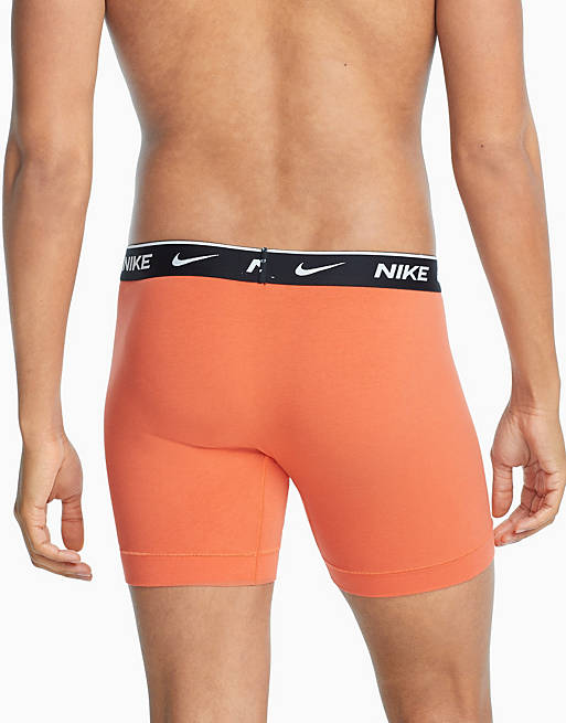 Nike 3 Pack Everyday Cotton Stretch boxer briefs with fly in  orange/khaki/black