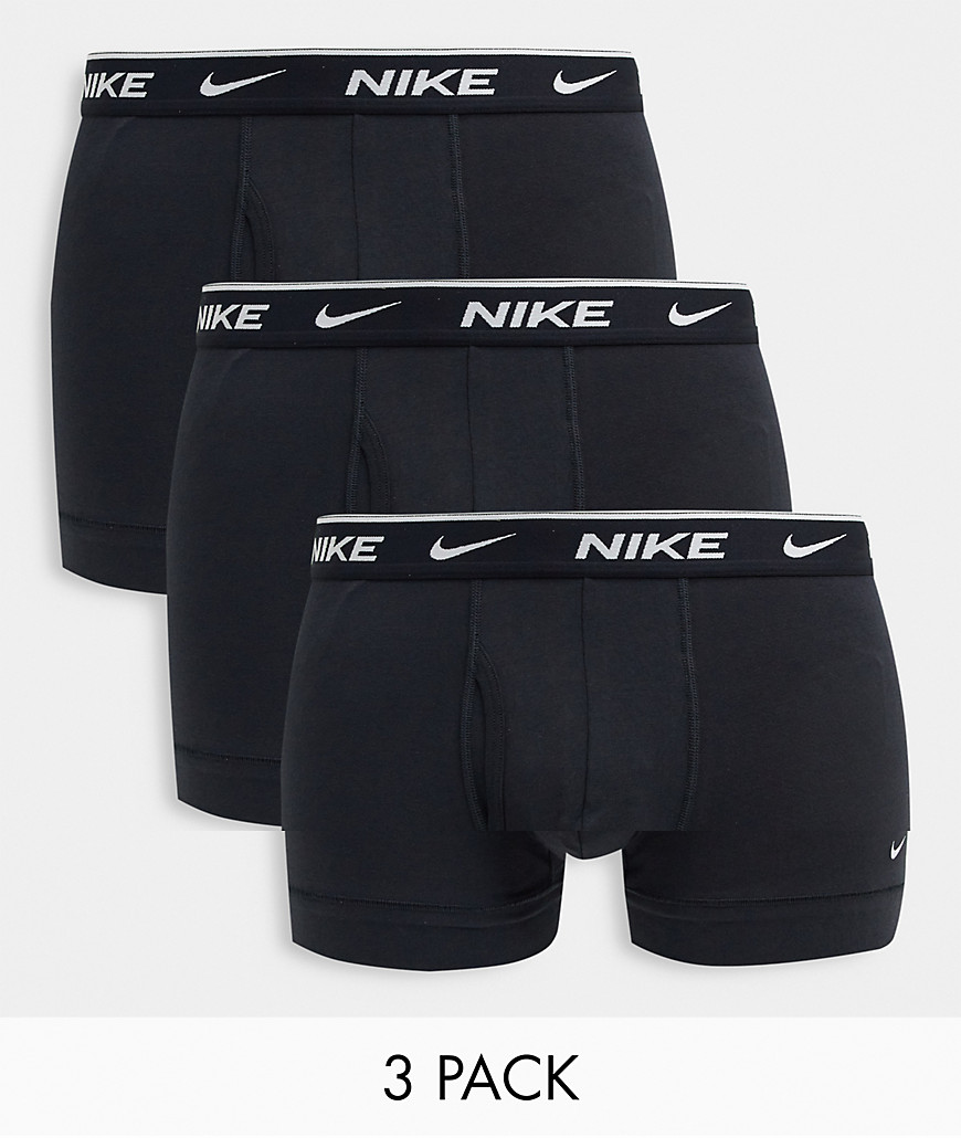 Nike 3 Pack Everyday Cotton Stretch trunks with fly in black
