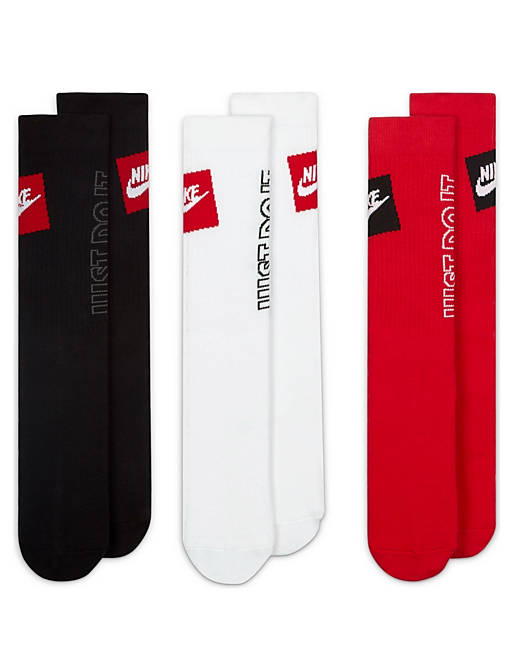 Nike 3 Pack Everyday Essential JDI socks in black/red/white | ASOS