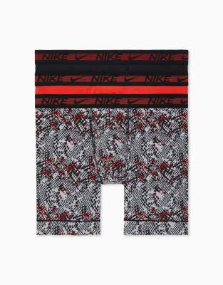Nike Flex Micro 3 Pack Extra-long Boxer Briefs In Black In Multi