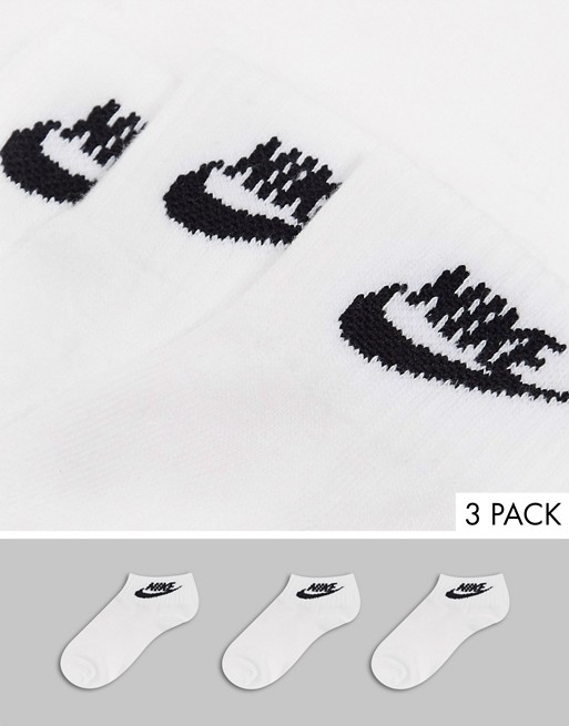 Nike 3 pack futura swoosh ankle socks in white and black
