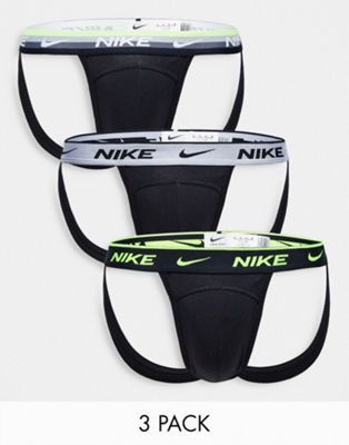 Nike 3 pack jock straps in black with coloured waistbands