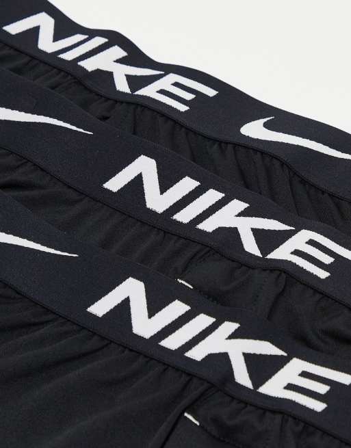 Nike 3 pack of boxer briefs in black with black waistbands