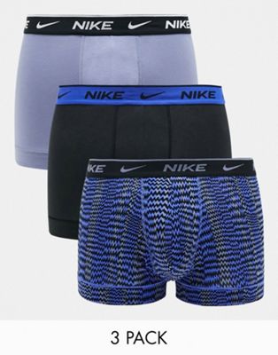 Nike 3 pack of trunks in blue/navy abstract print