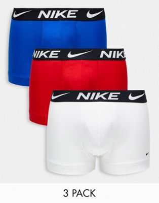 Nike 3 pack of trunks in blue/red/white