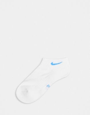 white nike socks with blue swoosh