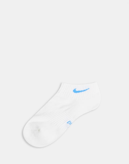 White nike socks store with blue swoosh