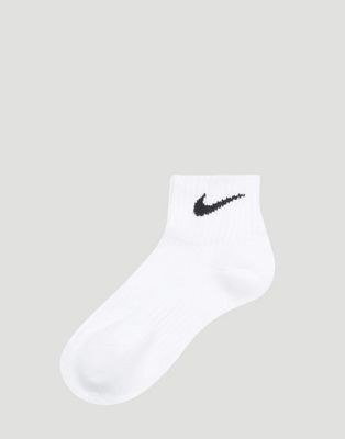Nike 3 pack white cushion quarter socks 