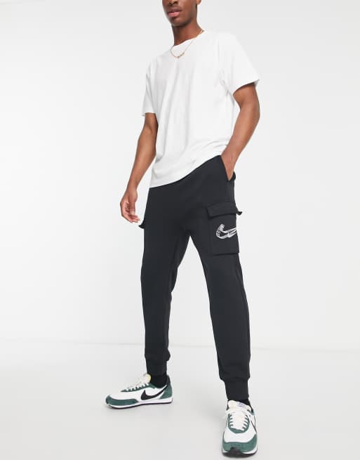 Nike swoosh joggers outlet black and white