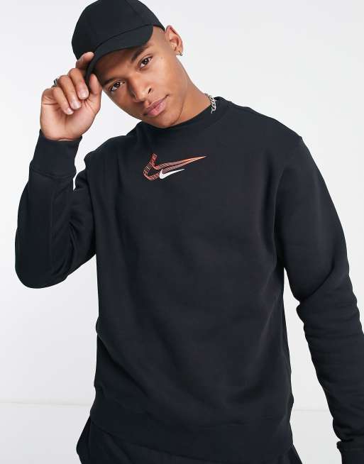 Black nike sweatshirt 2025 with red swoosh