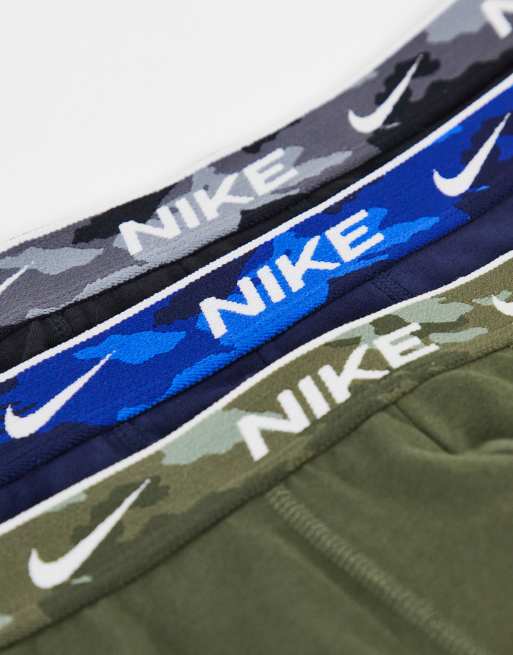 Nike – 3er-Pack Unterhosen aus Baumwoll-Stretch in Schwarz/Khaki/Marineblau, 4 von 4
