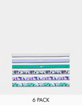 Nike 6 pack marble print headbands in multi