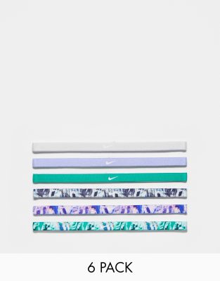 Nike 6 pack marble print headbands in multi