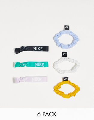 Nike 6 pack of mixed hair bands with pouch in multi - ASOS Price Checker