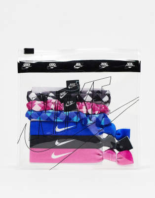 Nike - 6er-Pack verschiedene Haarbänder in mehreren Farben mit Beutel-Bunt