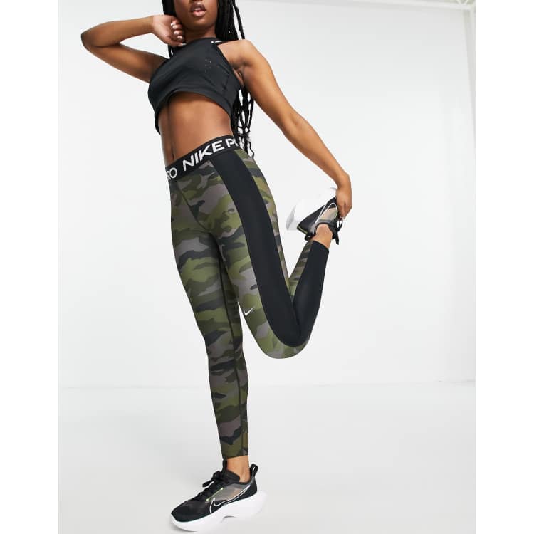 Nike Womens 7/8 Camo Tights - Thunder Grey/Black/White - Womens