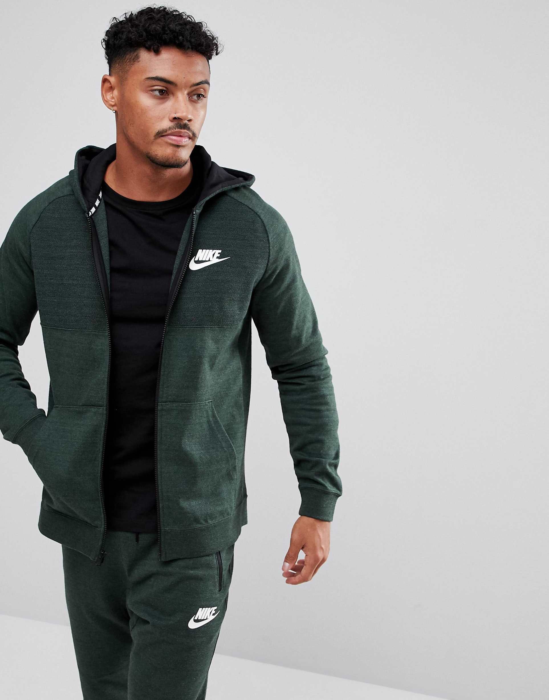 Zip Hoodie Nike зеленый