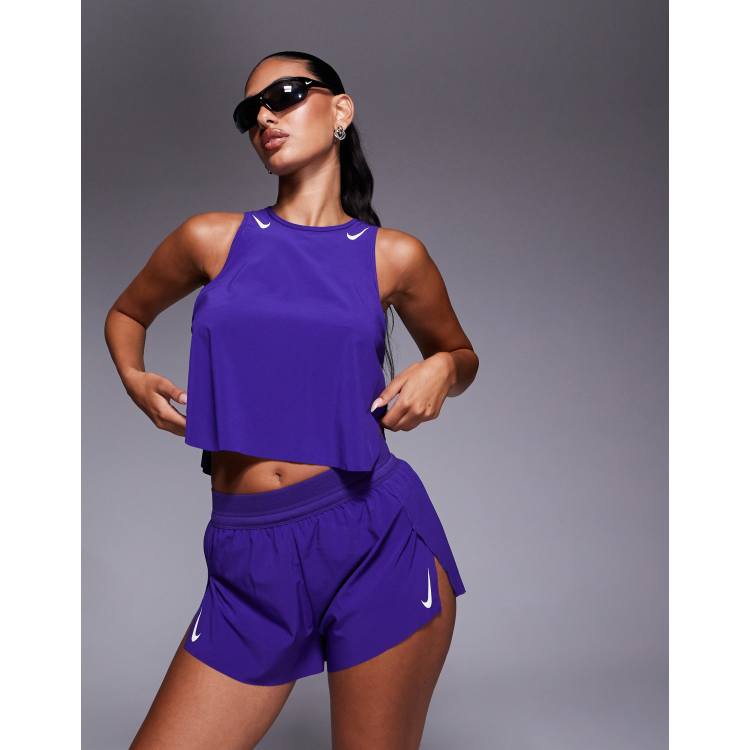 Nike Aeroswift Running Dri-FIT cropped tank top in purple | ASOS