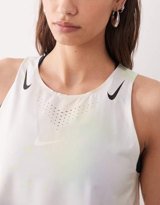Nike Aeroswift tank top in off white , 3 of 4