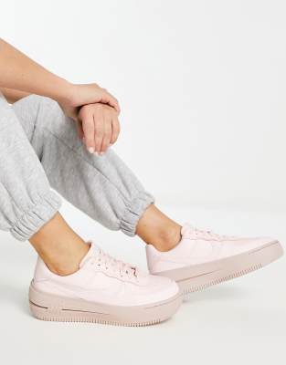 pink and white platform air force 1