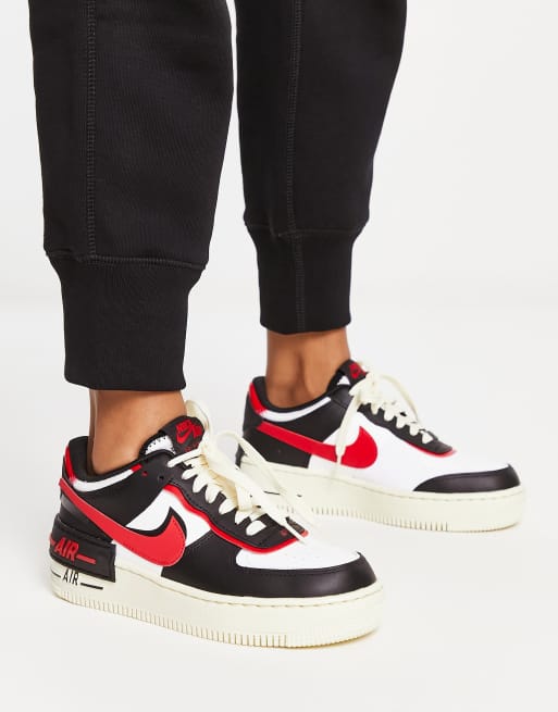 nike air force 1 shadow red and black