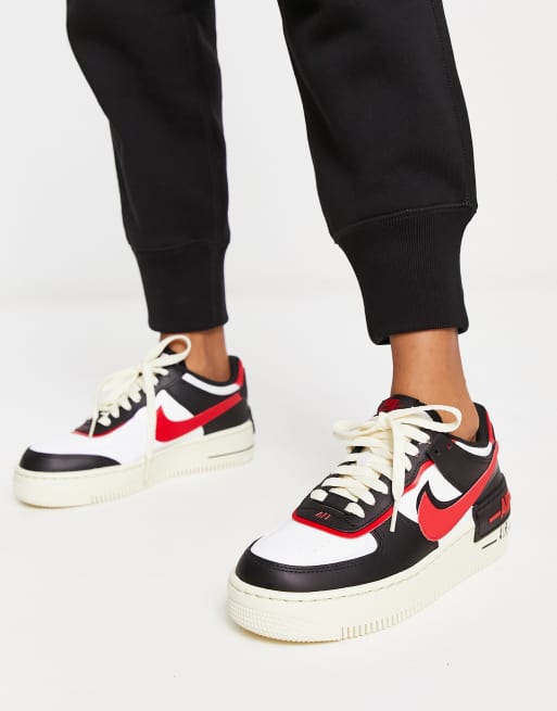 Nike Af1 Shadow In Black And Red | Asos