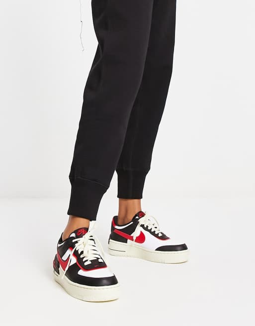 Nike Af1 Shadow In Black And Red | Asos