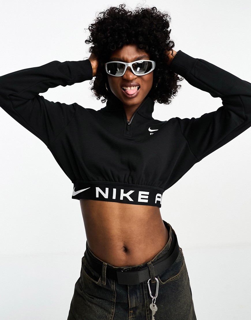 Nike Air 1/4 zip fleece top in black