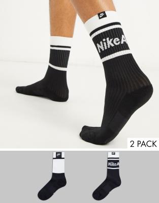 Nike Nike Air 2 pack socks in black/white
