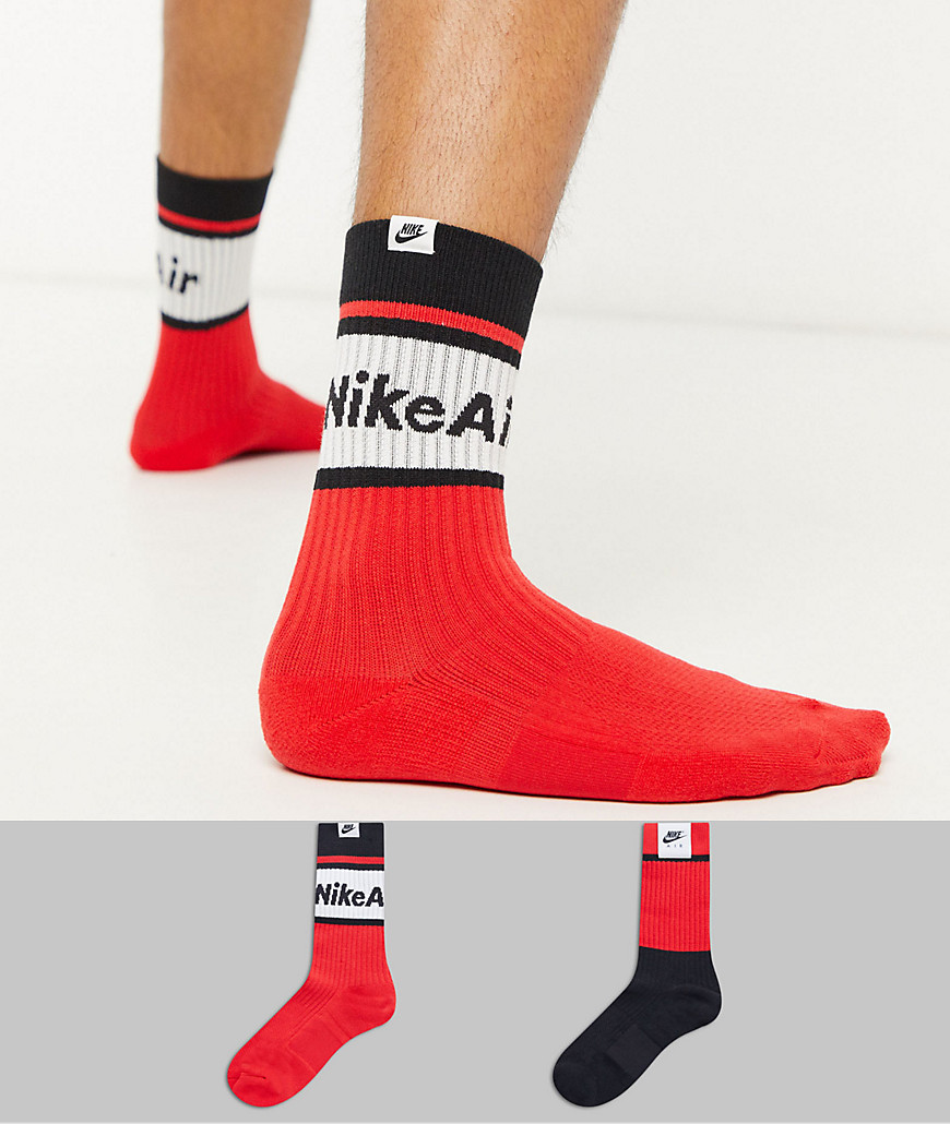 Nike Air 2 pack socks in red/black