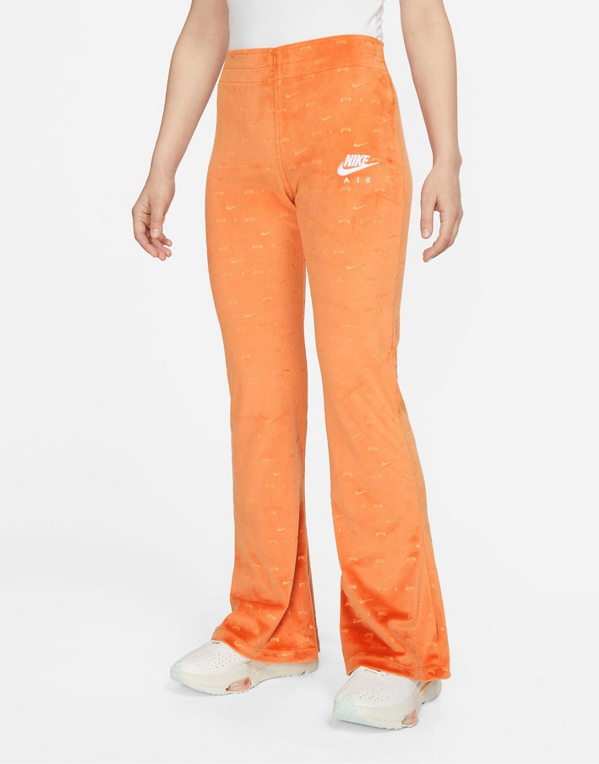 Nike Air all over logo wide-leg sweatpant in spice-Brown