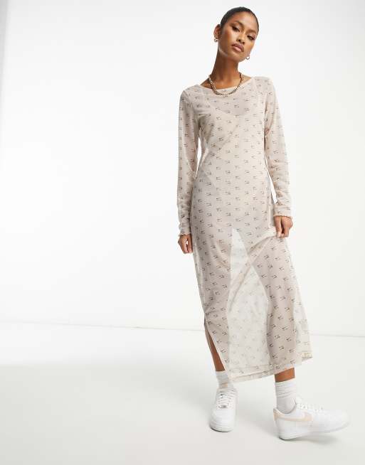 Nike Air AOP mesh maxi dress in fossil stone ASOS