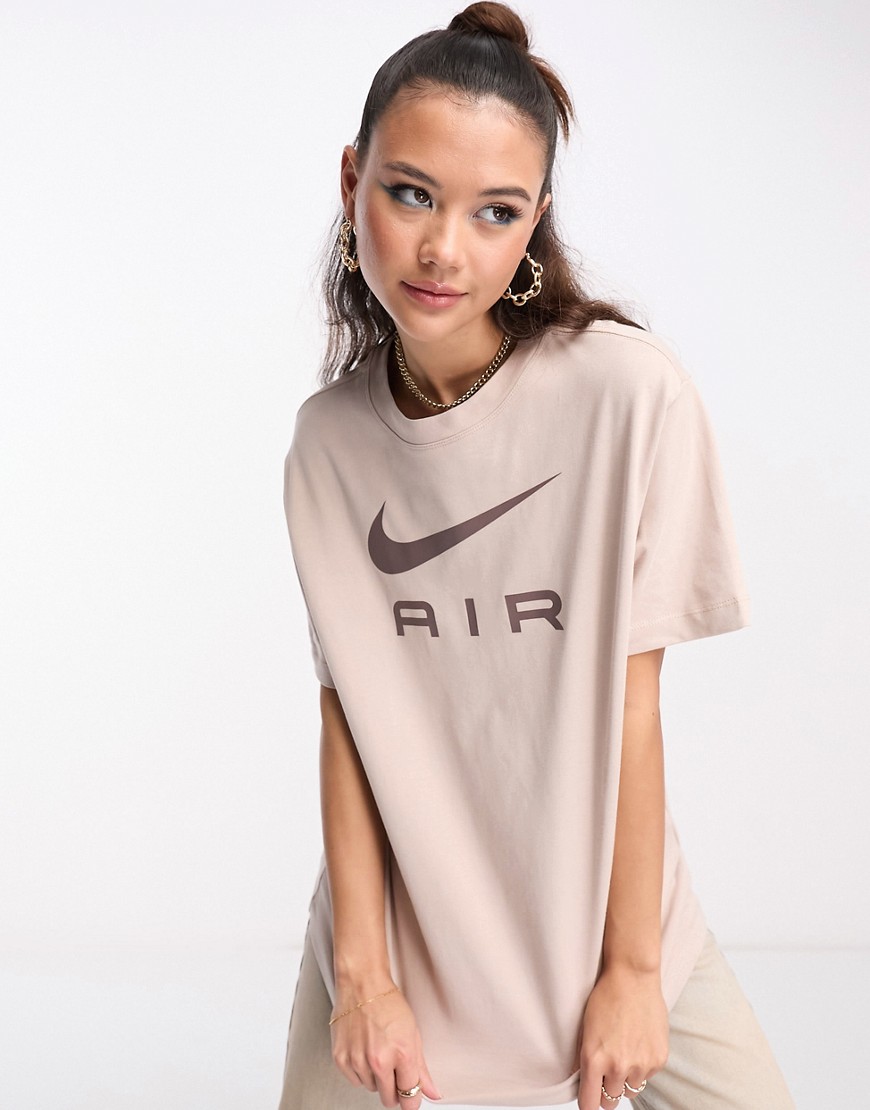 Nike Air boyfriend t-shirt in fossil stone-Brown