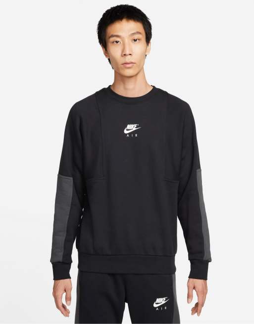 Nike Air color block crew neck sweat in black | ASOS