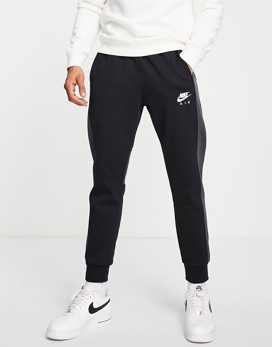 Nike air color block cuffed sweatpants in black