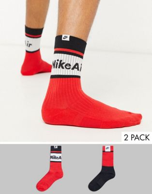 Nike Air -Confezione da 2 paia di calzini rossi/neri | ASOS