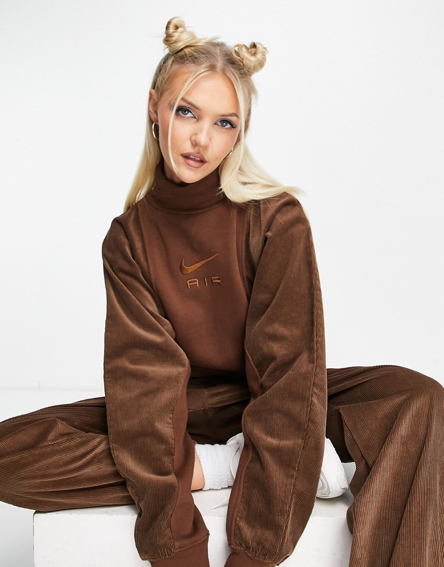 Nike Air corduroy fleece sweatshirt in brown